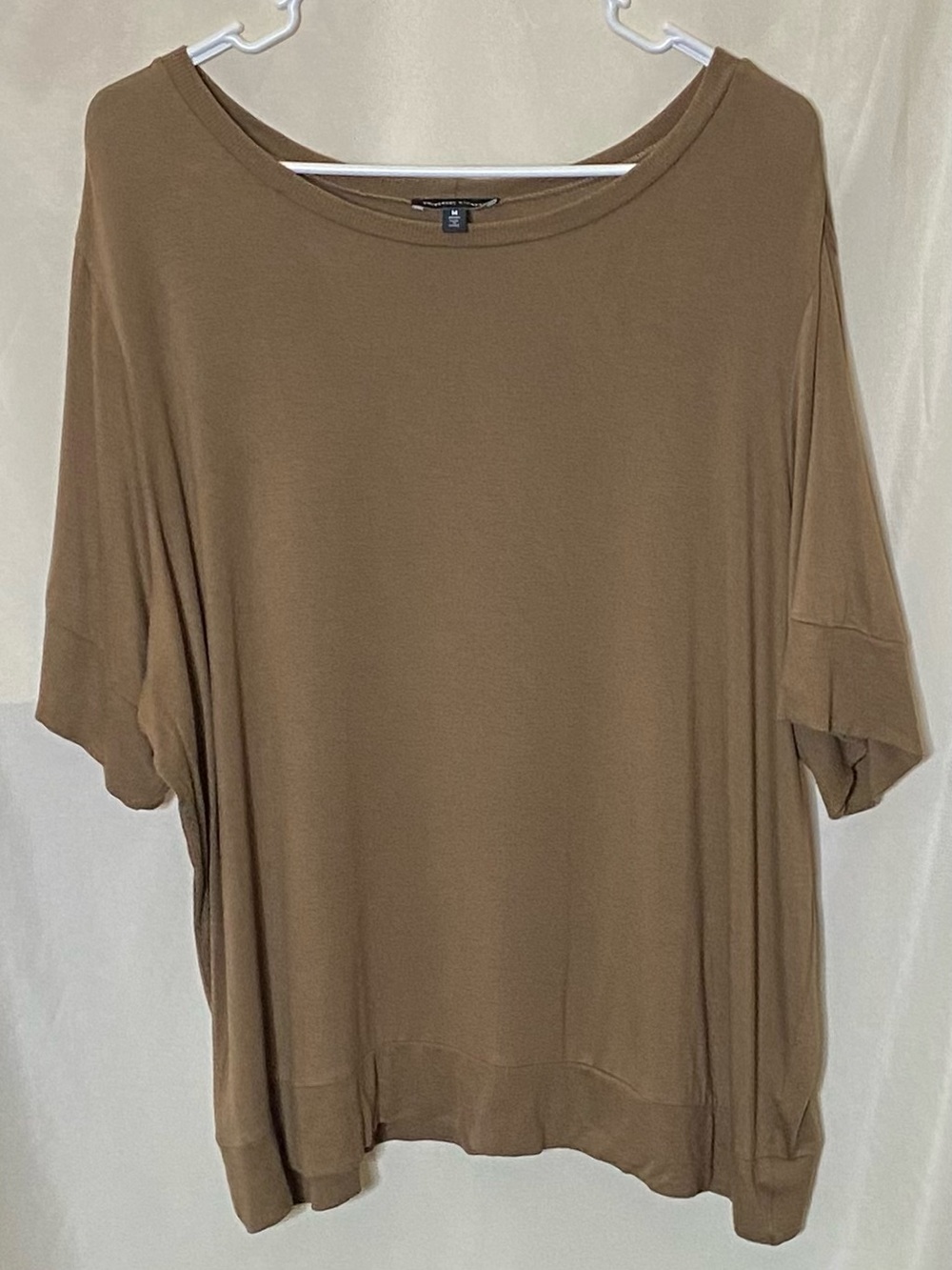 Universal Standard Aimee Liquid Jersey Rib Hem Tee Shirt in Brown